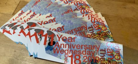 A picture of the tickets to the anniversary party